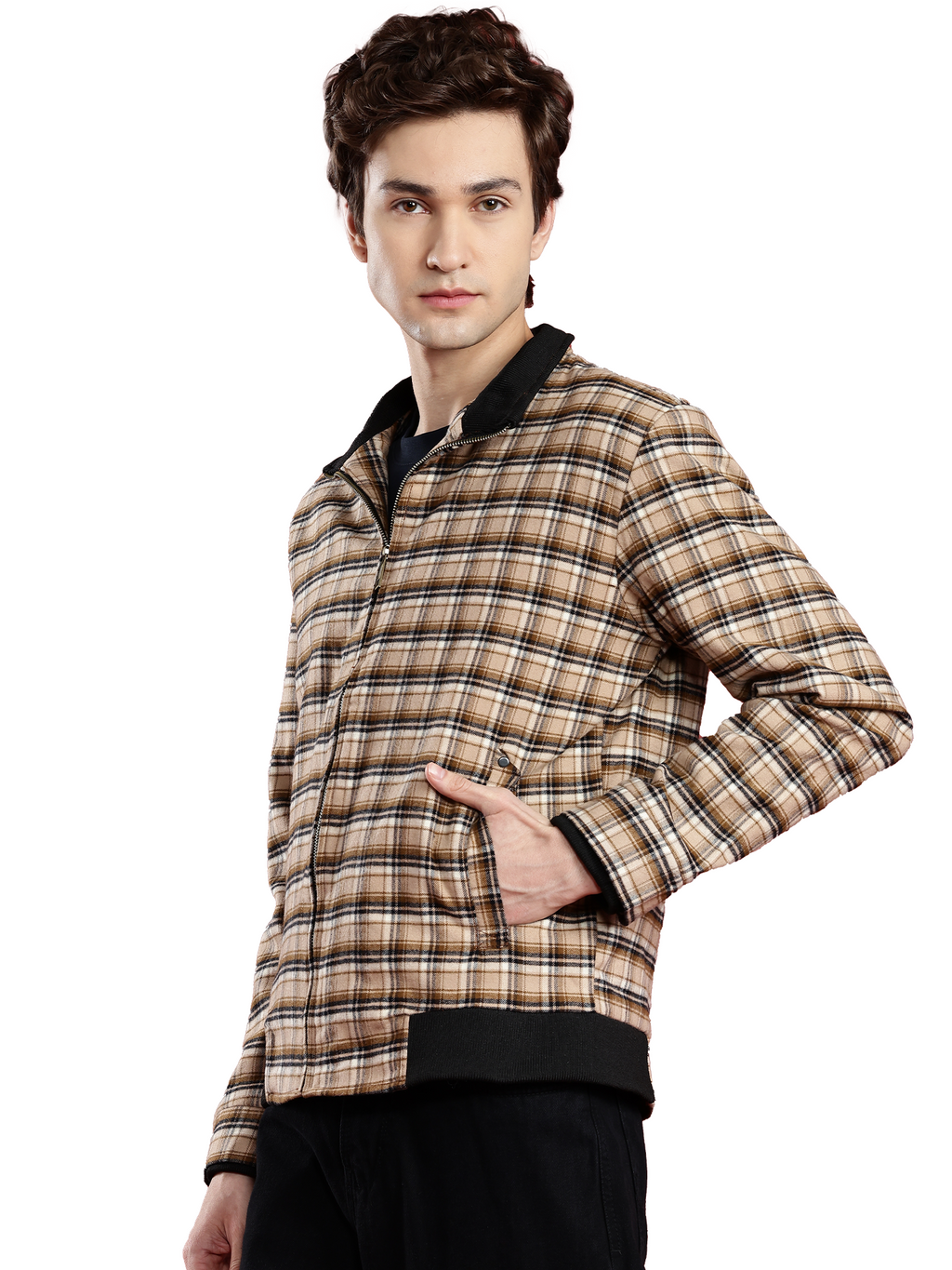 Leather Retail Men's Tweed Biker Jacket ( LRCHECKTD1A )