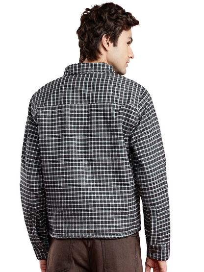 Leather Retail Stylish Black and White Checked Multicoloured Tweed Jacket ( LRCHECKTD2D )