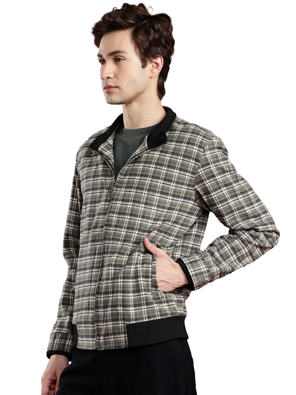Leather Retail Men's Tweed Biker Jacket ( LRCHECKTD1E )