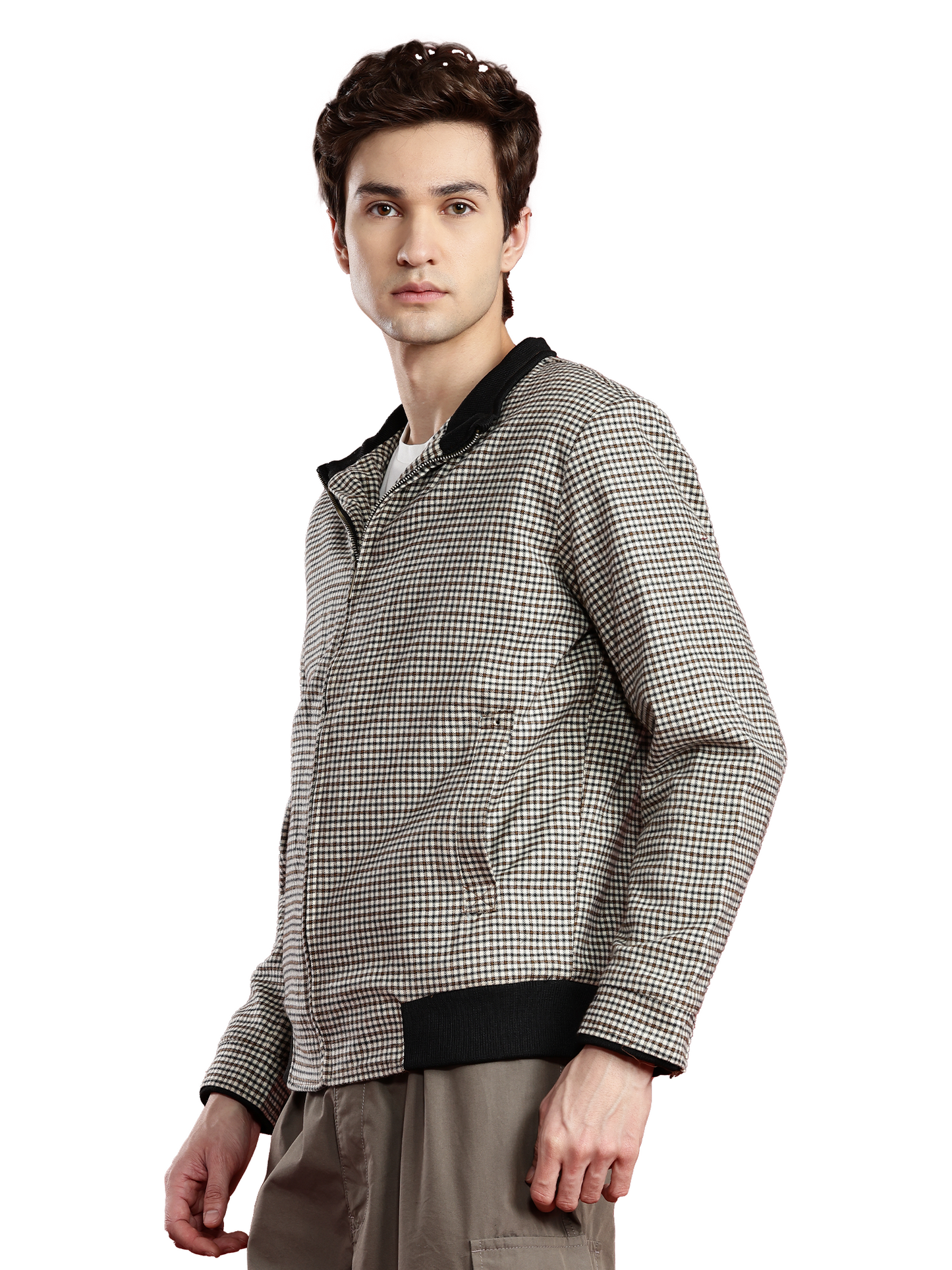 Leather Retail Men's Tweed Biker Jacket ( LRCHECKTD1G )