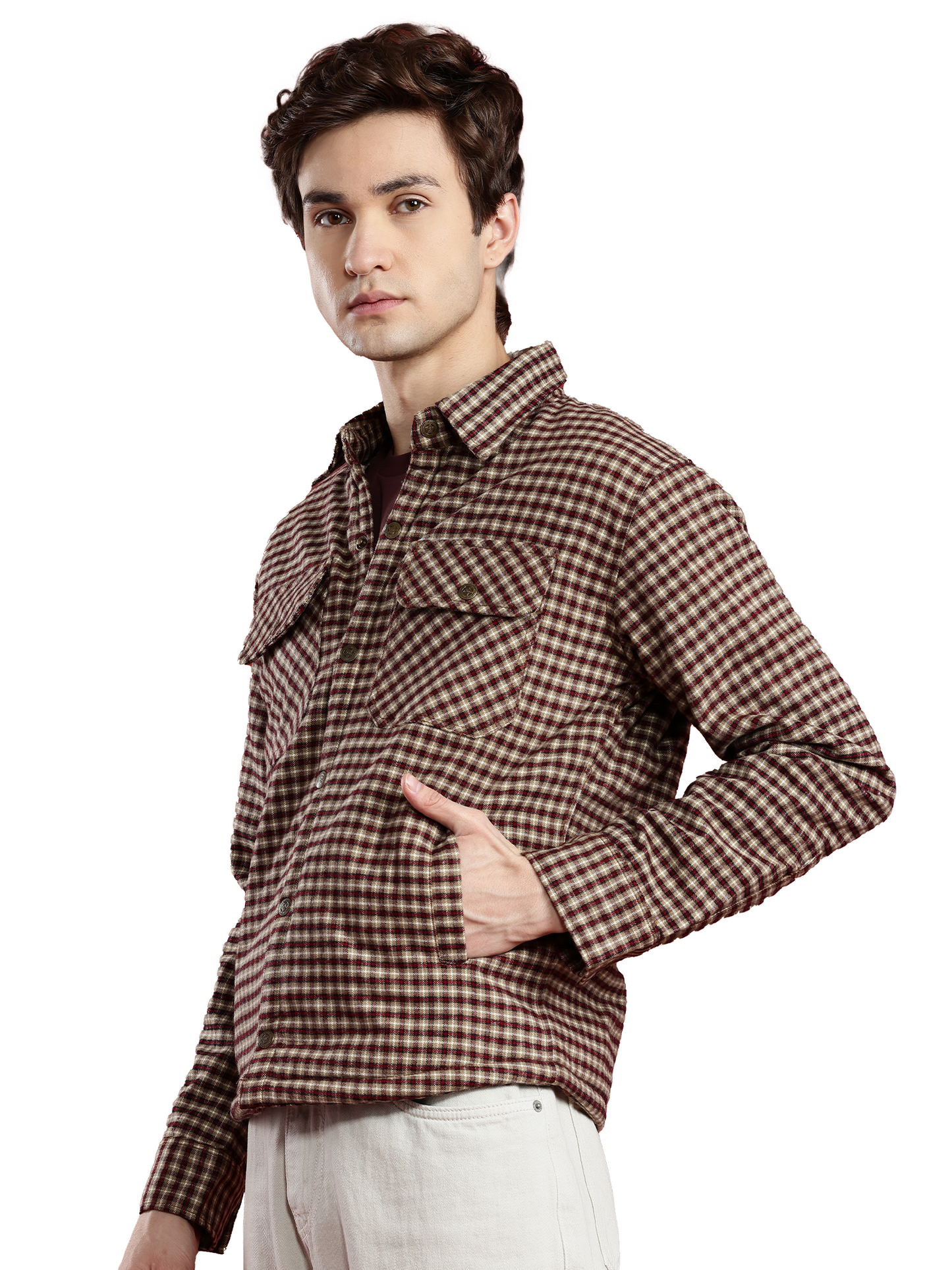 Leather Retail Elegant Brown Check Multicoloured Tweed Jacket