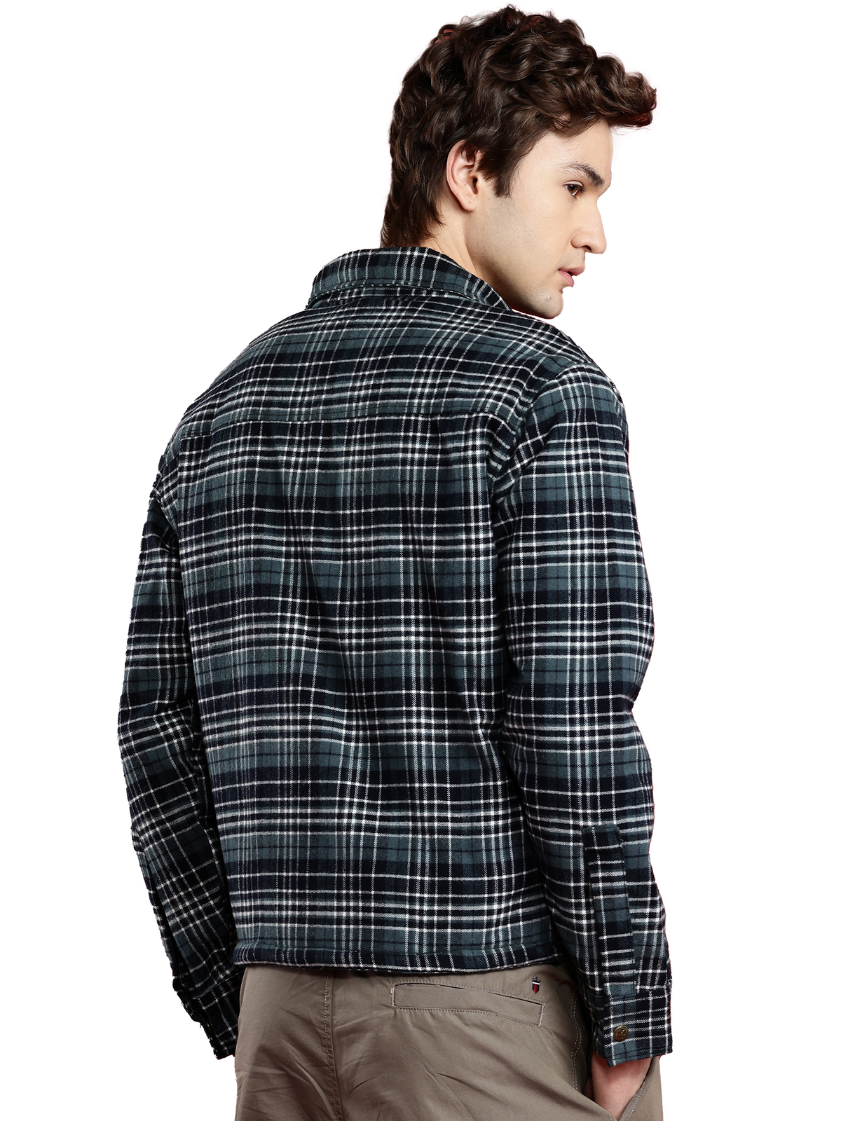 Leather Retail Stylish Green Plaid Multicoloured Tweed Jacket