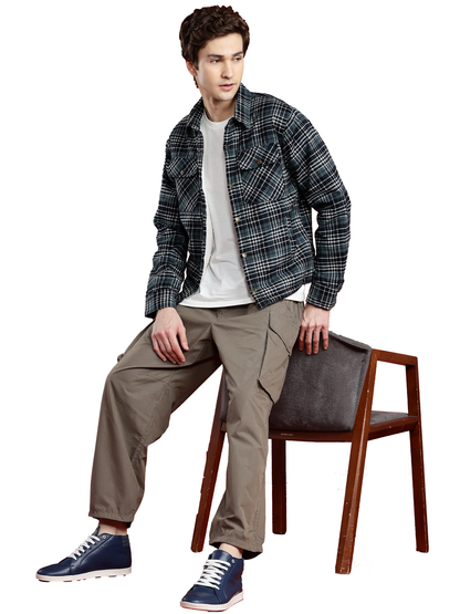 Leather Retail Stylish Green Plaid Multicoloured Tweed Jacket