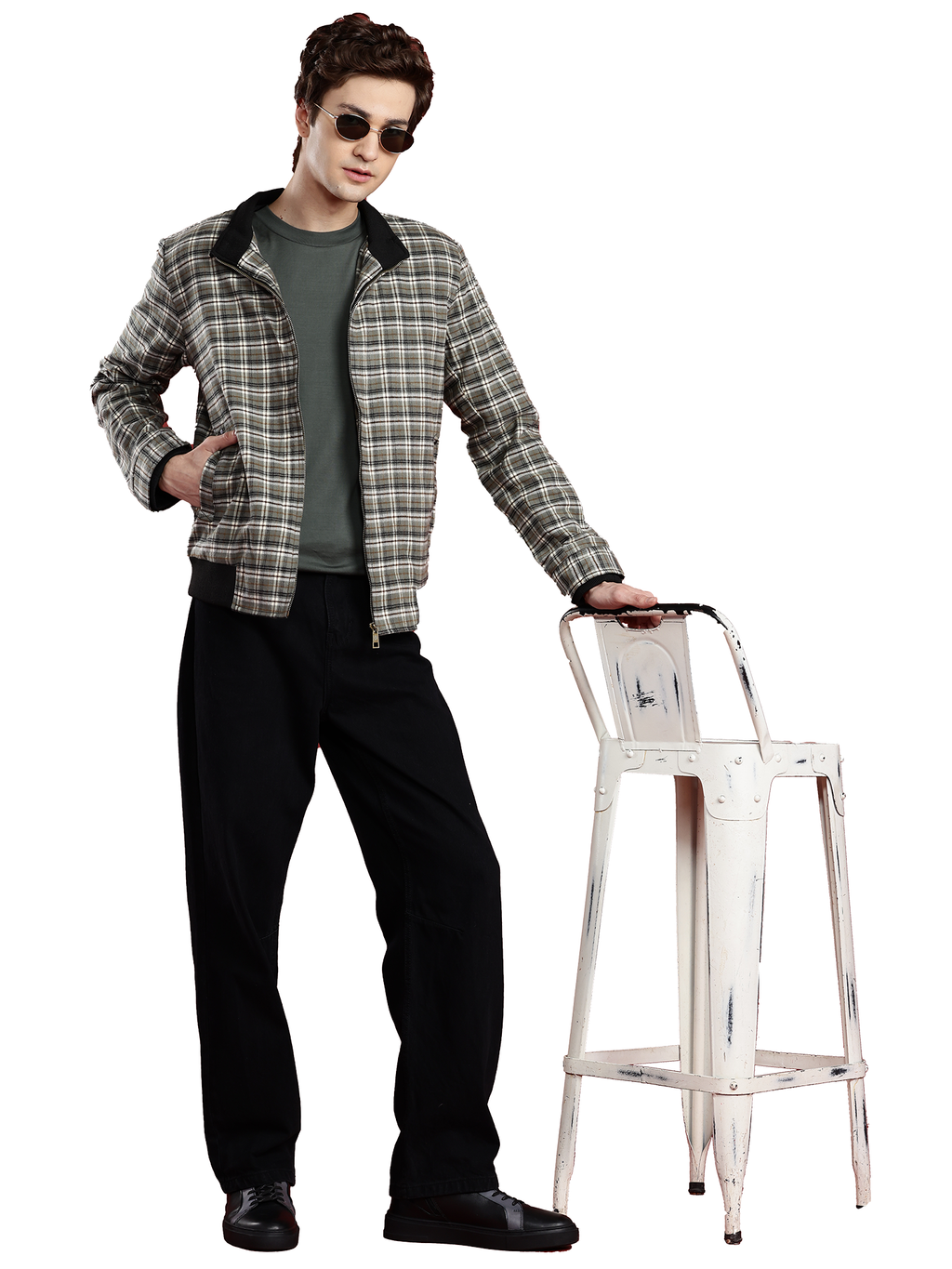 Leather Retail Men's Tweed Biker Jacket ( LRCHECKTD1E )