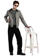 Leather Retail Men's Tweed Biker Jacket ( LRCHECKTD1E )