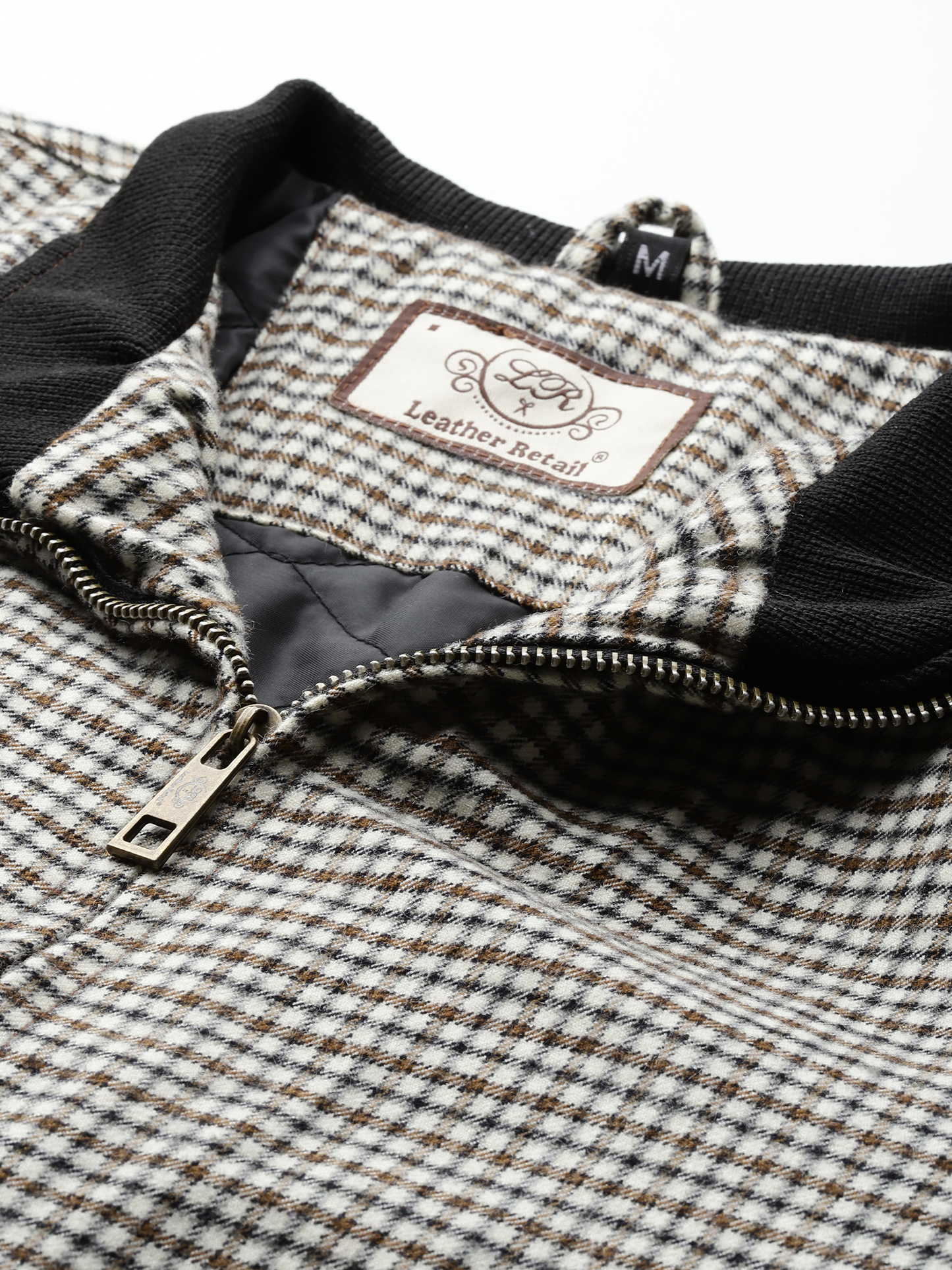 Leather Retail Men's Tweed Biker Jacket ( LRCHECKTD1G )