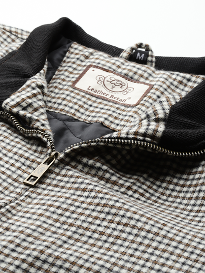 Leather Retail Men's Tweed Biker Jacket ( LRCHECKTD1G )