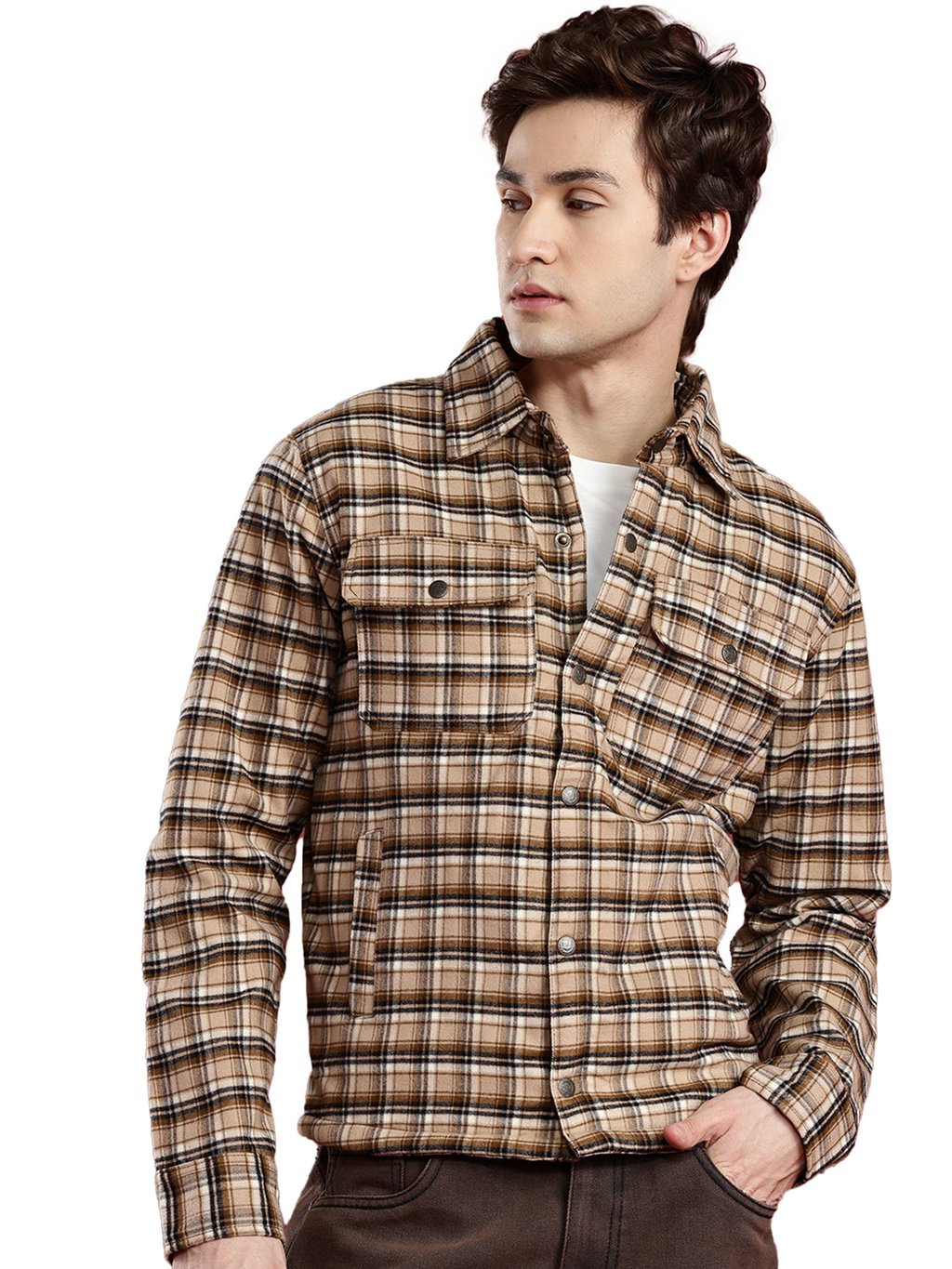 Leather Retail Classic Beige Plaid Multicoloured Tweed Jacket ( LRCHECKTD2A )