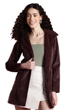 Leather Retail Women Full Sleeve Velvet Three Button Coffee Jacket ( LRVEL3BCO )