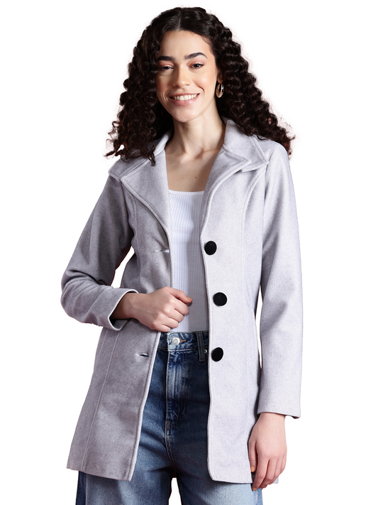 Leather Retail Women Full Sleeve Velvet Three Button Grey Jacket ( LRVEL3BGE )