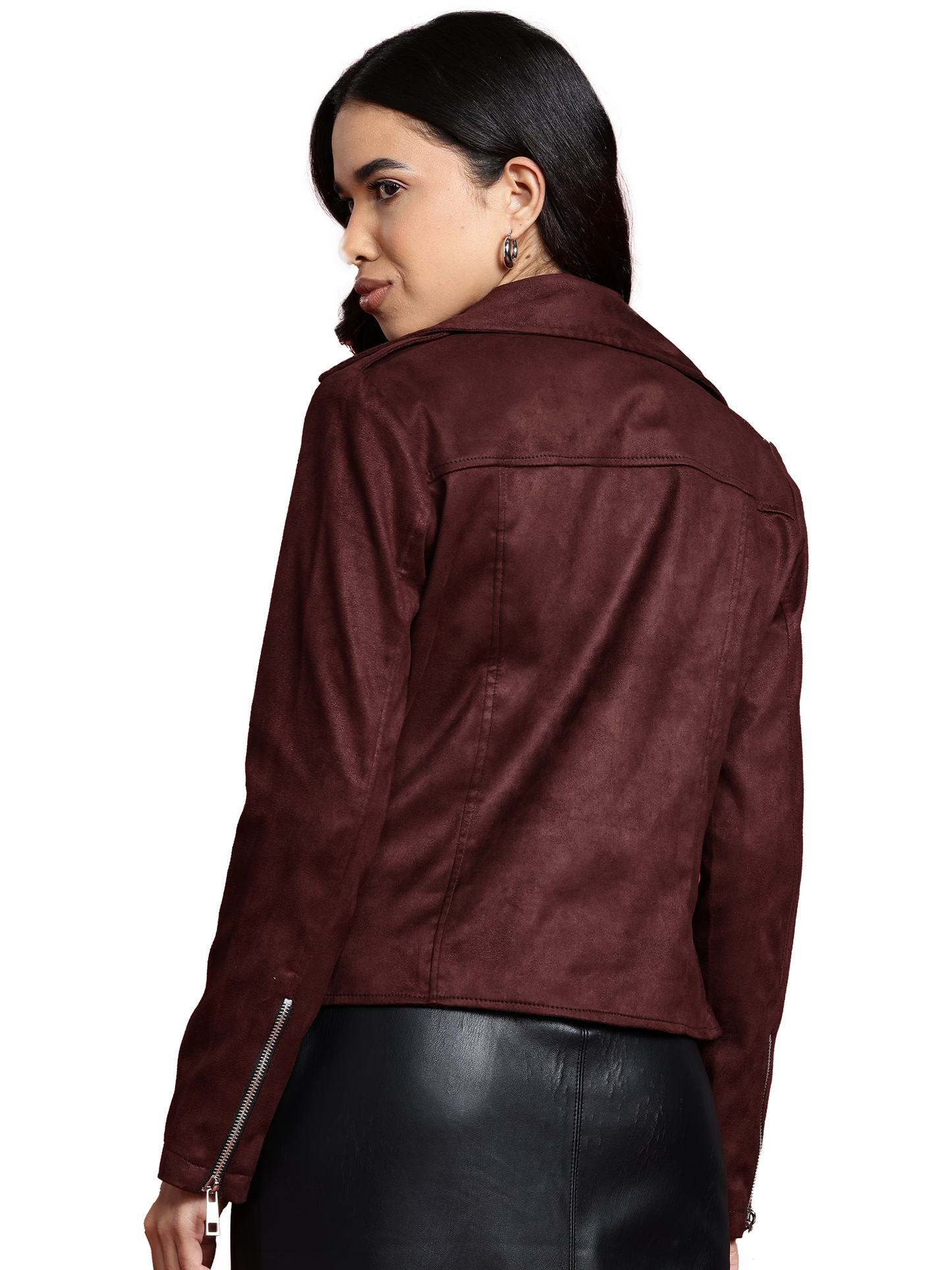 Leather Retail Women's Suede Full Sleeve Biker Jacket ( LRSUDF11CO )