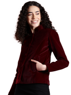 Leather Retail Women Full Sleeve Velvet Three Button Mahroon Jacket ( LRVEL4BMH )