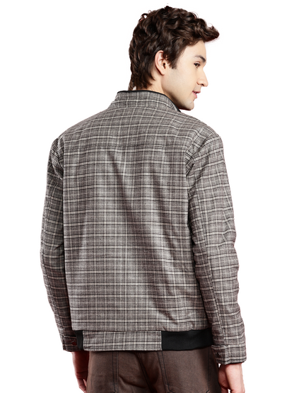 Leather Retail Coffee-White Checkered Multicolor Tweed Jacket ( LRCHECKTD1J )