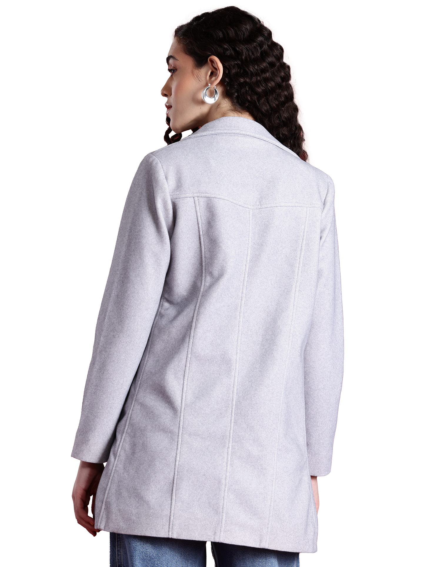 Leather Retail Women Full Sleeve Velvet Three Button Grey Jacket ( LRVEL3BGE )