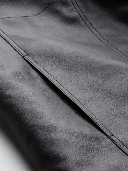 Leather Retail Coffee Faux Leather Jacket for Men's with Snap Button Closure ( LRAIM50CO )