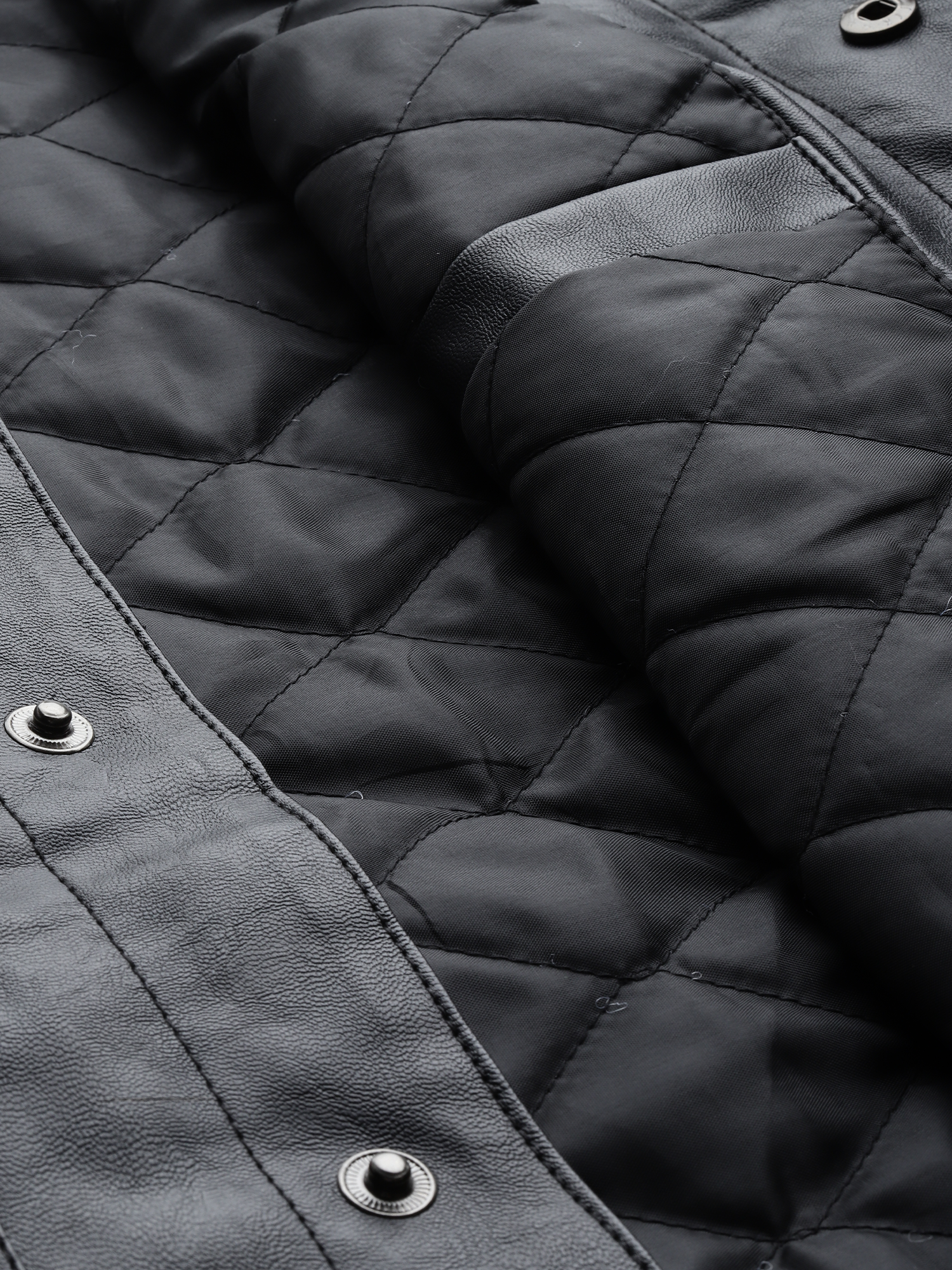 Leather Retail Black Faux Leather Jacket for Men's with Snap Button Closure ( LRM50BL )