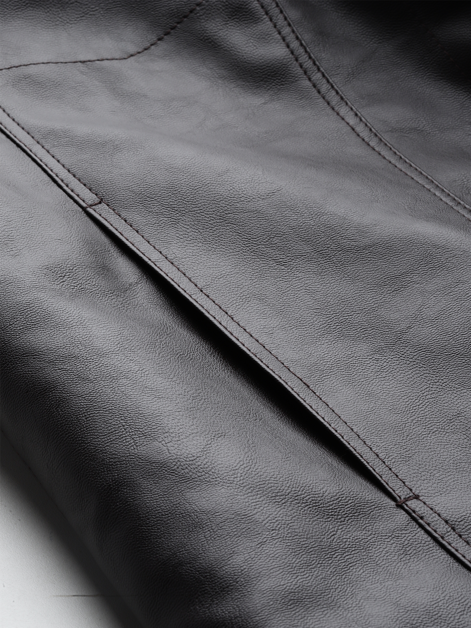 Leather Retail Coffee Faux Leather Jacket for Men's with Snap Button Closure ( LRM50CO )