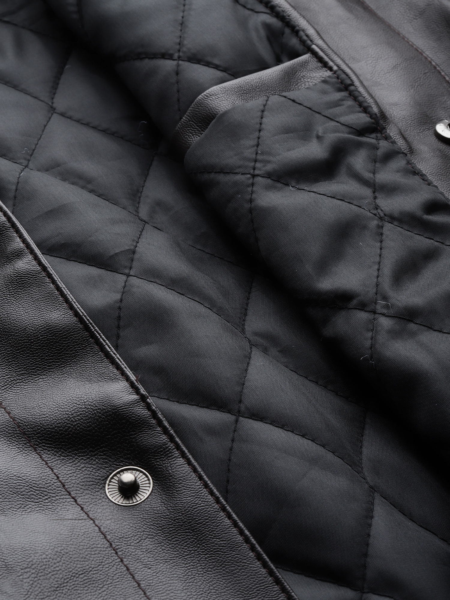 Leather Retail Coffee Faux Leather Jacket for Men's with Snap Button Closure ( LRM50CO )