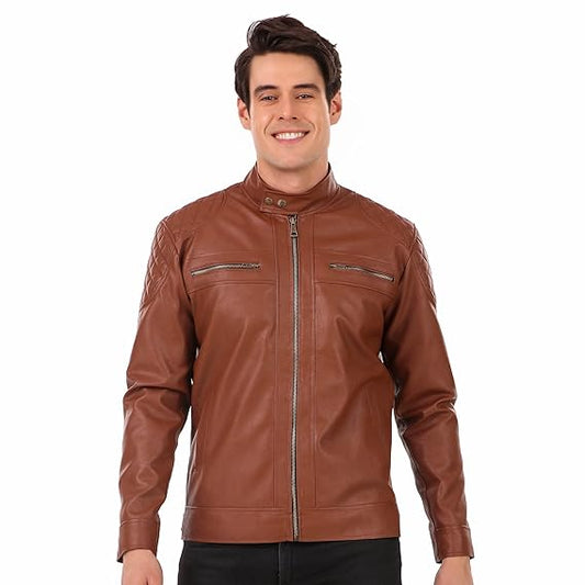 Leather Retail Biker Brown Jacket for Men's (LRM38BR)