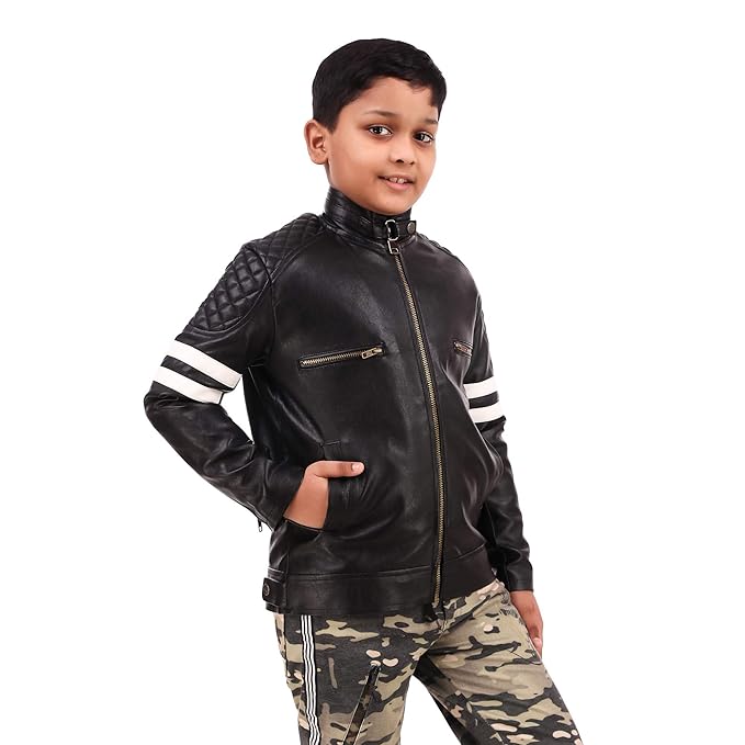 Leather Retail® Boy's Faux Leather Jacket (LRKDBPBL)